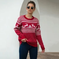 

new Christmas sweater female round neck long sleeve pullover deer sweater