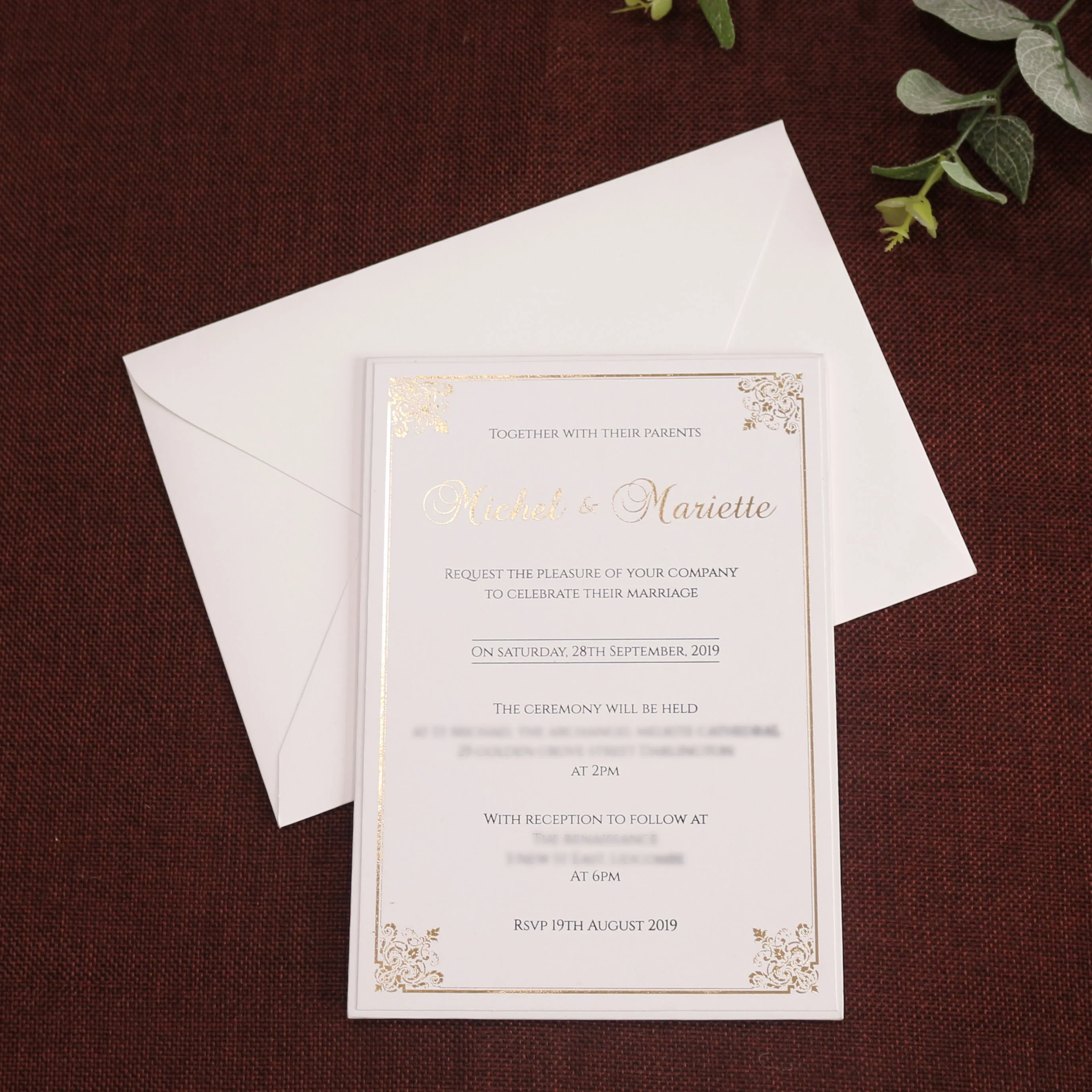 

New Elegant Wedding Invitation Card Hot Stamping Pocket Invitation Card Customized Style