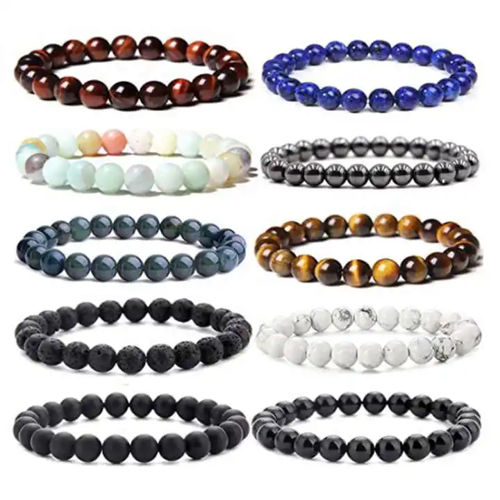 Natural Gemstone 6MM 8MM Bead Healing Crystal Bracelet Charka Feng Shui Real Tiger Eye Charm Mens Bracelet Women