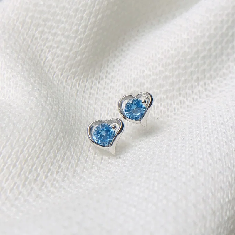 

100%925 Sterling Silver Fine Jewelry Fashion Cute Heart Shape Cubic Zirconia Earrings For Women / Young Ladies Gift
