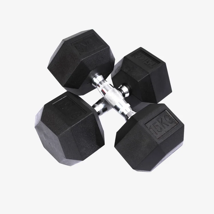 

Wholesale 5kg 10kg 20kg 40kg Multifunction competitive price black rubber hex dumbbell set