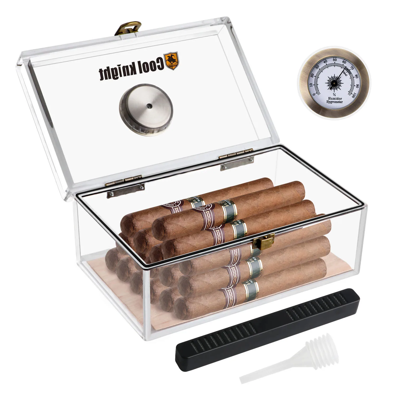 

Accept Custom Logo Acrylic Humidor Cabinet Transparent Cigar Case Box Holder 20 Cigars