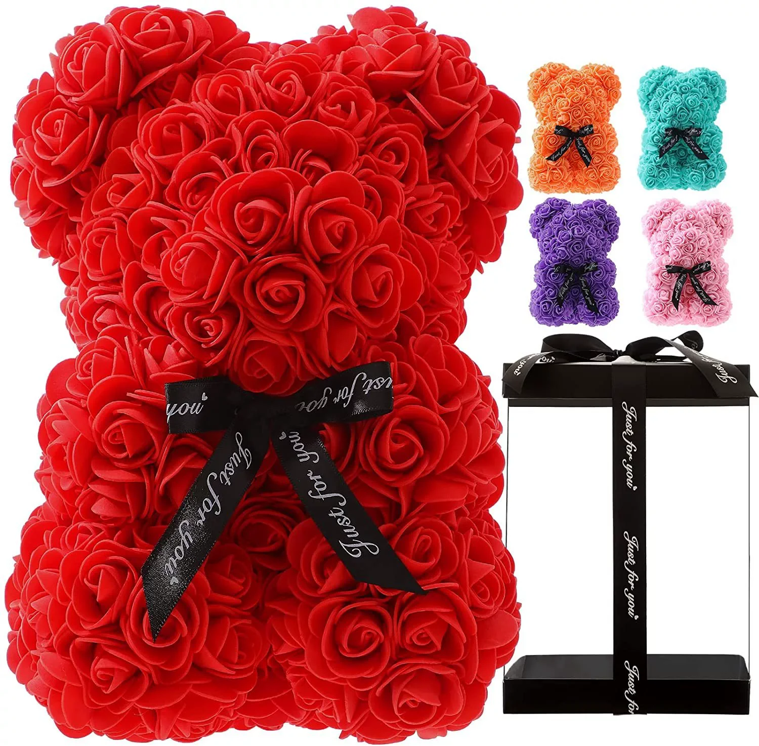 Hand Made Foam Rose Teddy Bear Anniversaries Best Gift Artificial Flower Teddy Bear of Roses Best Valentines Day Gift