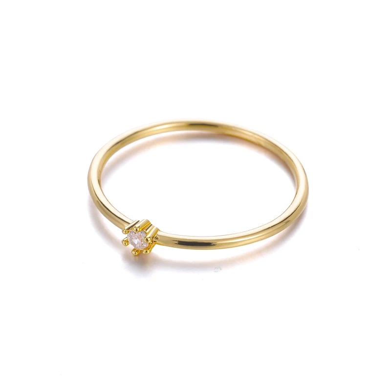 

Clear White Crystal Point Zircon Ring in Gold Silver Minimalist Delicate Jewelry Rings