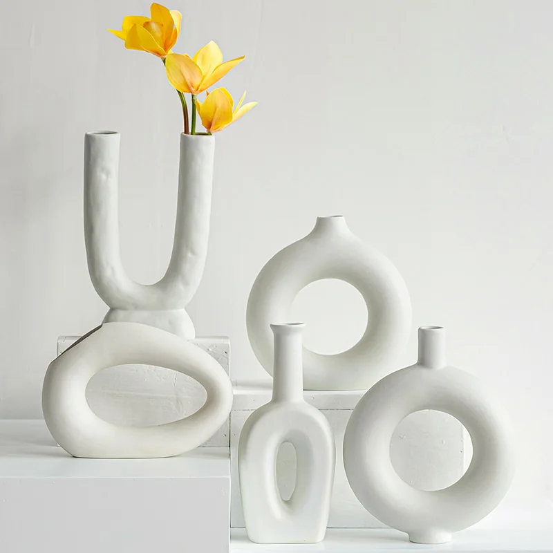 

New Arrival Unpainted White Modern ceramic &Porcelain Home Decor Nordic Vases, White or sand chalky