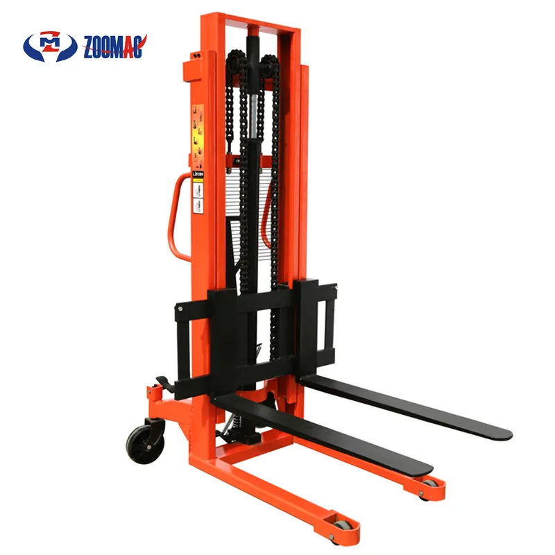 
1 ton straddle manual hand mini stacker forklift ce/1500kg hydraulic manual lifting pallet stacker price 3m trolley for sale 