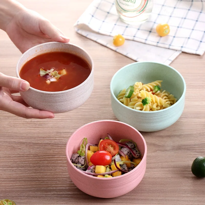 

3pcs/set Wheat Straw Fiber Bowls Kitchen Dinnerware Set Kids Baby Bowl Set