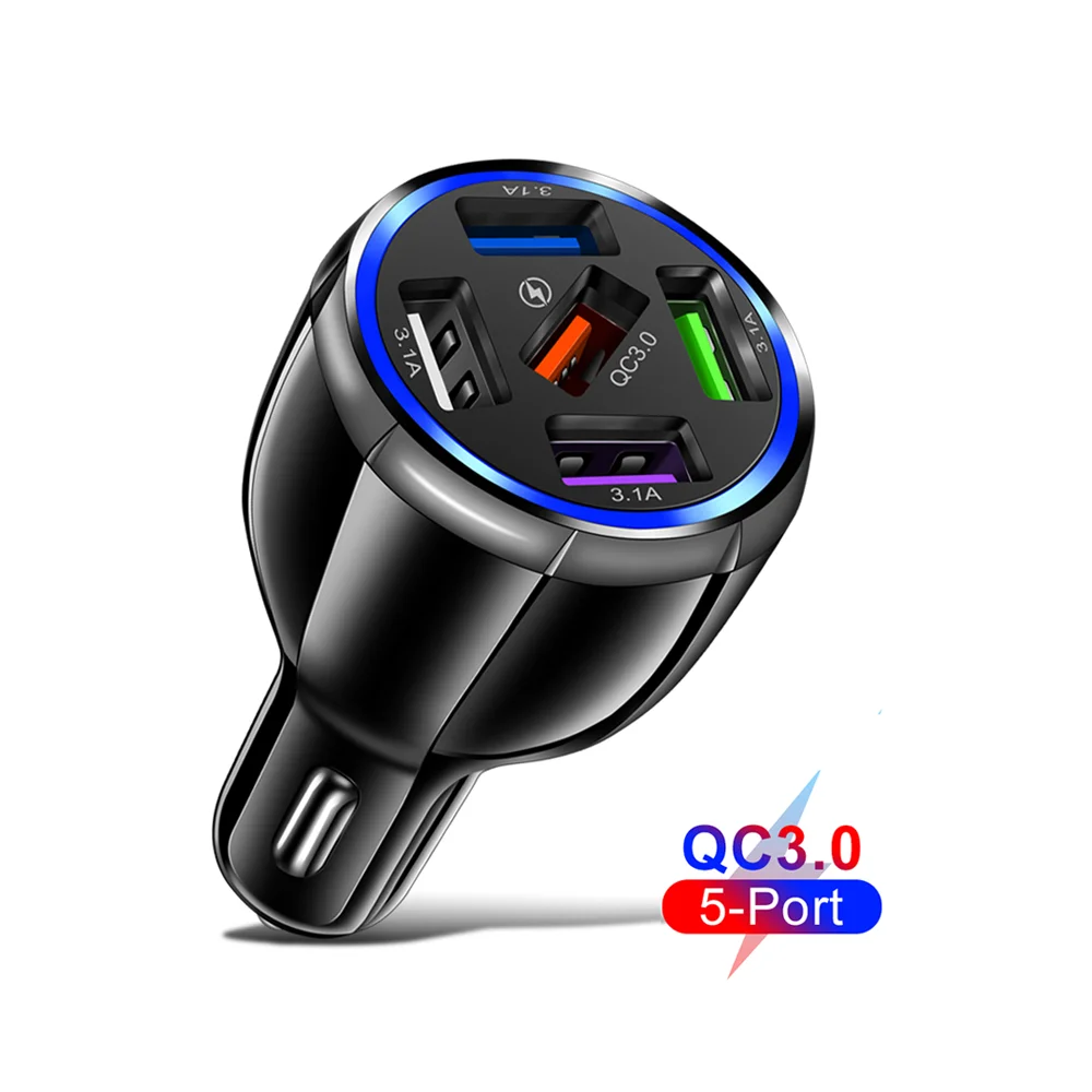 

Free Shipping 1 Sample OK Mobile Phone Charger QC3.0 Fast Charing Car USB Charger 5 USB Ports Portable Car Charger