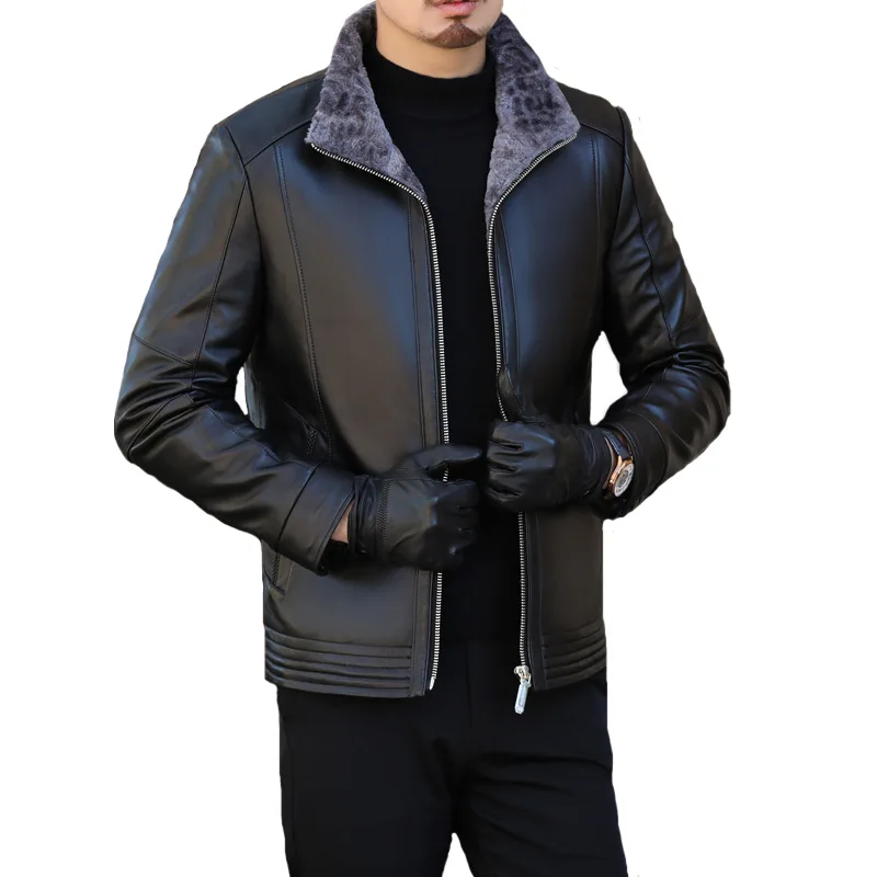 

Factory Direct Sales men real pure black brown leather jacket
