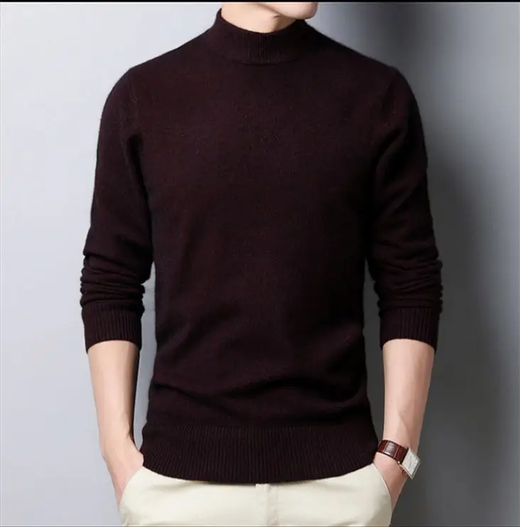 

Autumn and Winter New Men Turtleneck Pullover Sweater Fashion Solid Color Thick and Warm Bottoming Shirt Male Brand Clothes