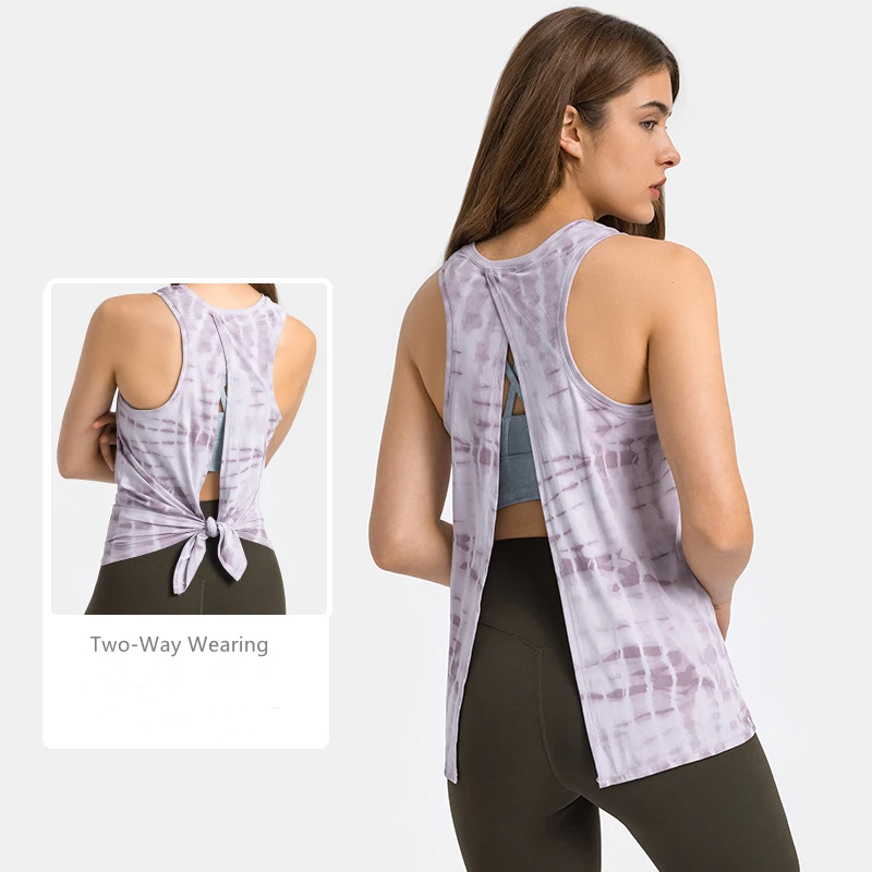 

2022 new spring color women Open Back Yoga Tops ladies quick dry running yoga vest Women Tank Top