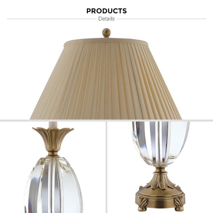 Top Quality American Style Solid Brass Clear K9 Crystal Table Lamps Luxury For Living Room