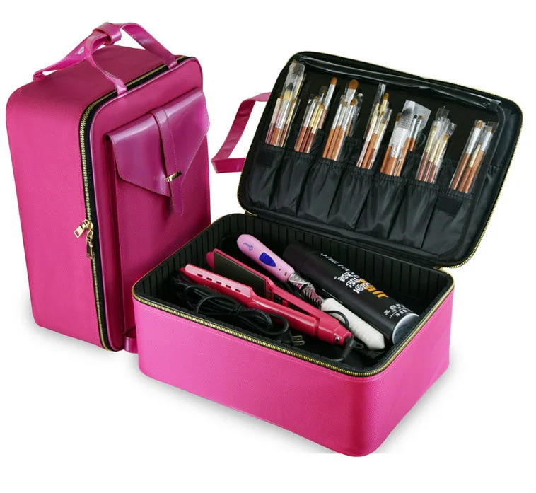 

Pink 4 Layers Make Up Traveling Case Large Zippered Cosmetic Bag