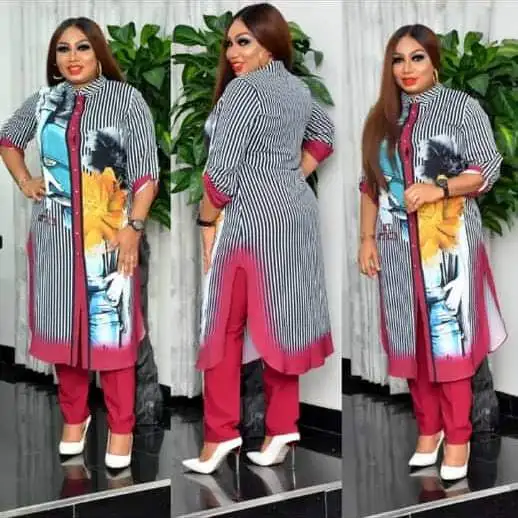 

Large two piece long sleeve top loose straight pants tassel African mother's new women's suit, As showed
