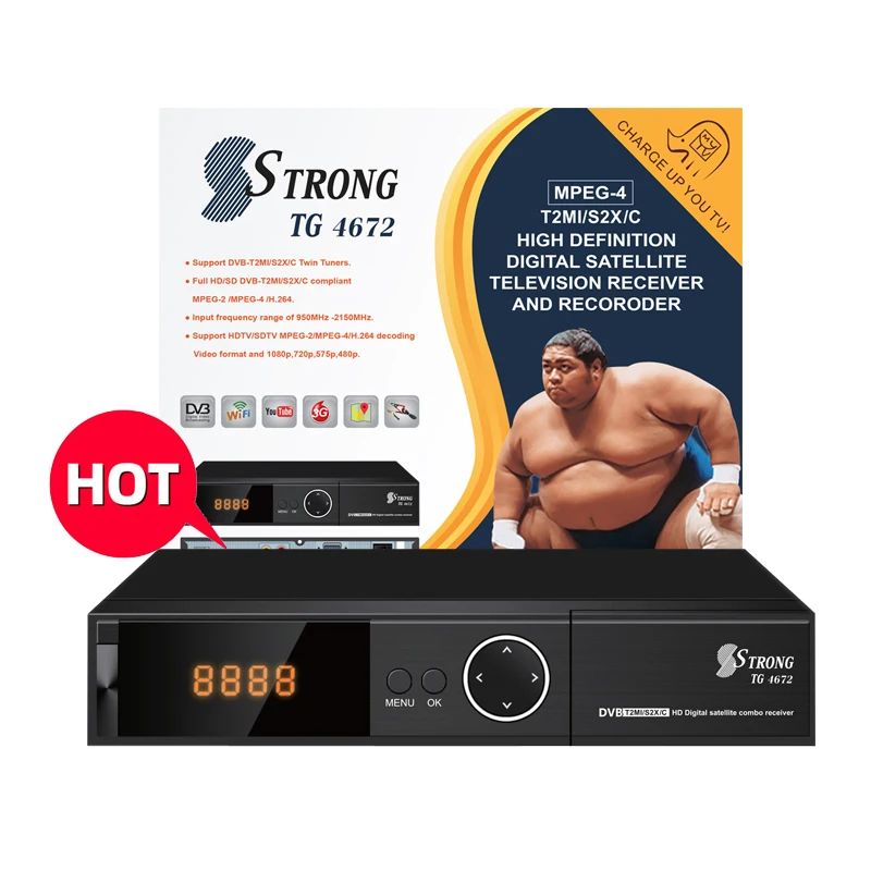 

SsTRONG TG-4672 High Quality Digital H.265 Optional Dvb T2 Terrestrial Receiver set top box combo decoder