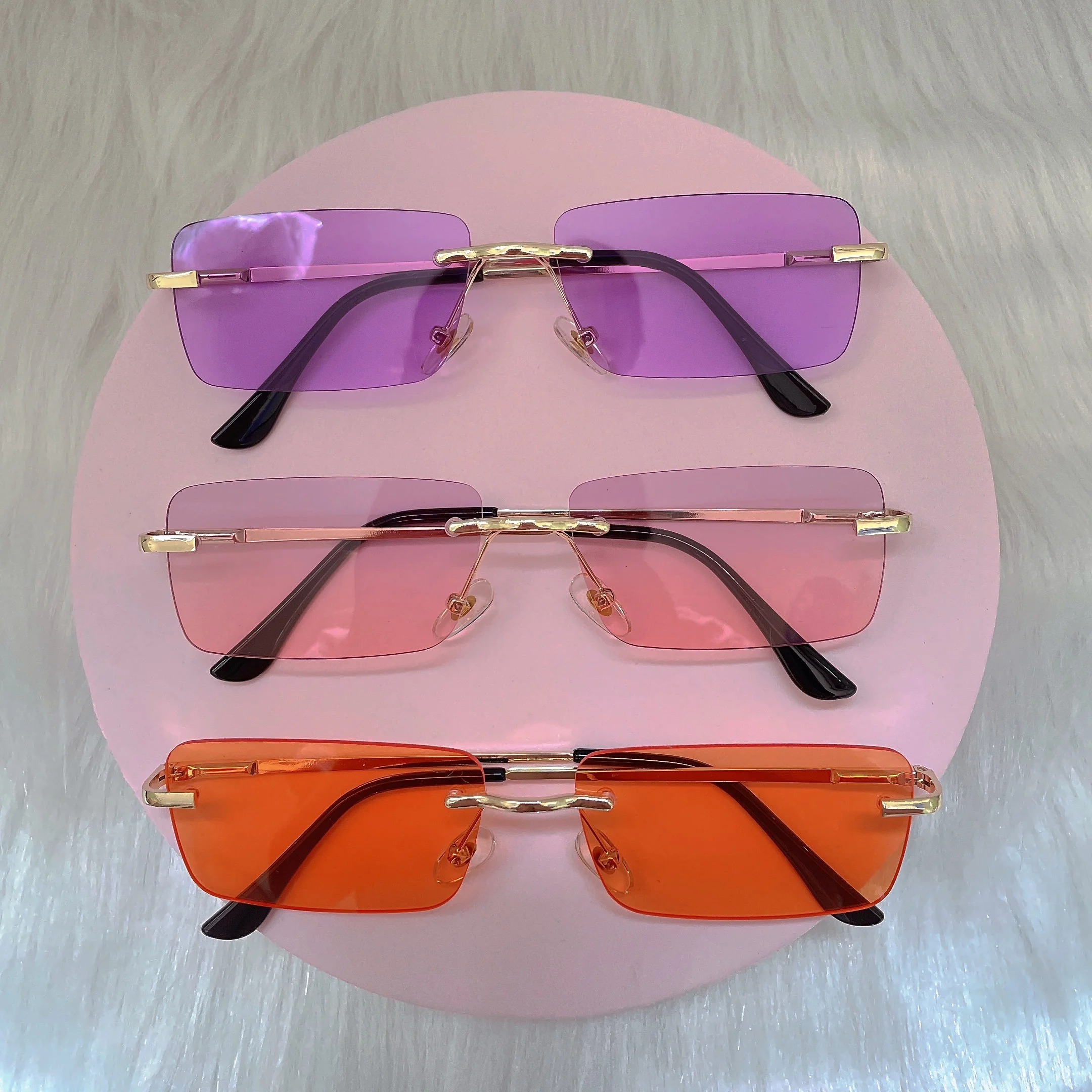 

Custom fashion vintage sunglasses 2021 square rimless small glasses, Colorful