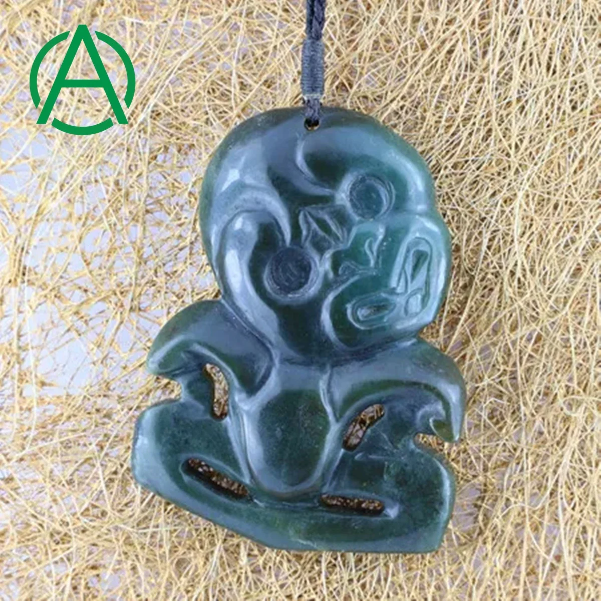 

ArthurGem Nh001 Canadian Nephrite Jade Fish Hook Carving Necklace Pendant