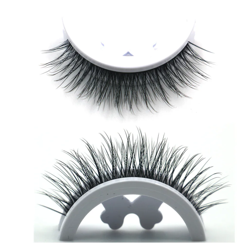 

No Using Glue Silk Mink Lashes Self Adhesive Strip Eyelashes Pre-Glued Strip Lashes, Black color