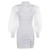 JULY144 Autumn explosion models 2019 new women's single-breasted long-sleeved shirt bag hip slim dress