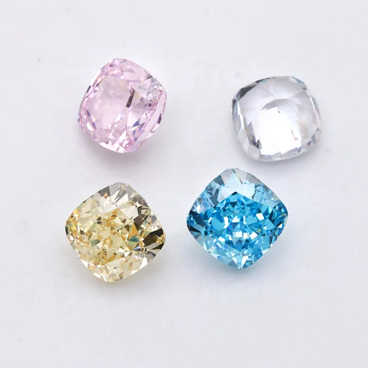 

8*8mm 6A grade top quality synthetic cz loose stone crushed iced cut fancy cushion shape CZ gemstone loose cubic zirconia