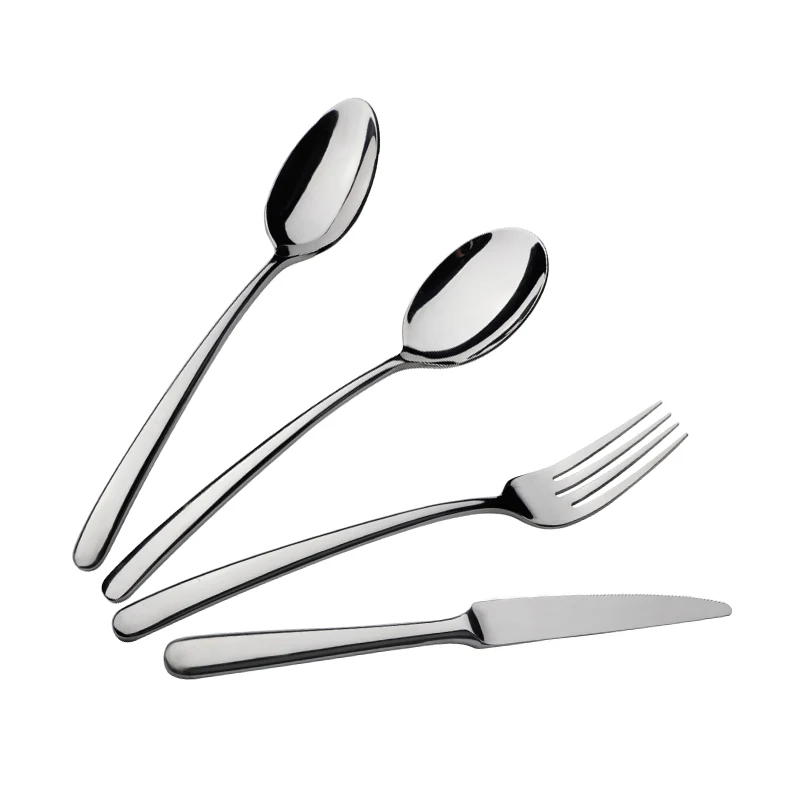 

Premium Portable Silverware Flatware Set Restaurant Table Customized Stainless Steel Rustic Fork Cutlery With Flate Handle, Silver