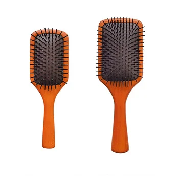 

Amazon Hot Selling Eco-friendly Biodegradable Wooden Long/Curly/Thick Hair Massage Paddle Hair Cushion Detangling Hair Brush, Natural