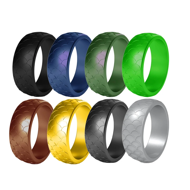 

New Design Mermaid Affordable Silicone Rubber Wedding Band Couple Wedding Rings Custom Silicone Ring, Customized color