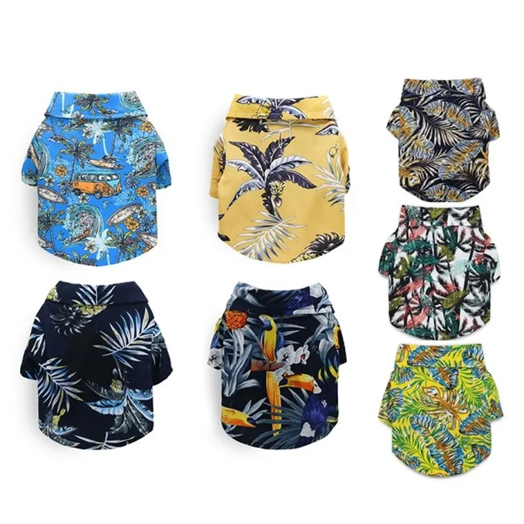 

New Arrival Hot Sale Summer Pet Dog Clothes Fashionable Hawaii Beach Holiday Pet T-Shirts Casual Floral Print Hawaii Dog Shirt, Blue, yellow,deep blue, navy blue...