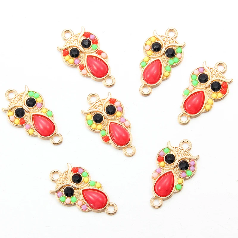 

New Multi size Owl Cat Enamel Spacer Beads Charm Fit DIY Necklace Bracelet Pendant For Jewelry Findings Making Hole, Picture