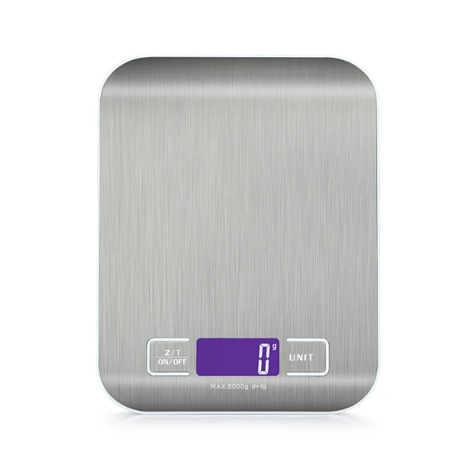 

Household Multifunction 5kg 1g waterproof food weighing Stainless Steel Kitchen Scale, Silver