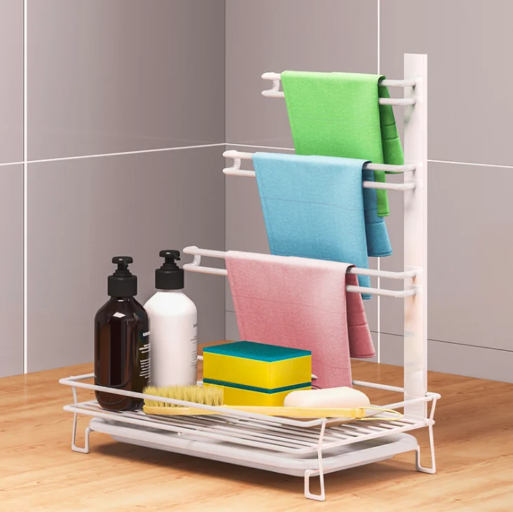 

Simple countertop dishwashing wire ball multi-layer sink rack kitchen wire rack rag rack