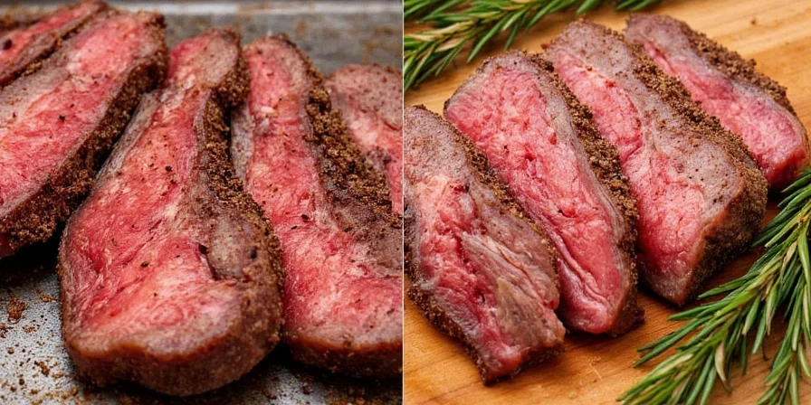 Chef pressing seasoning into a steak