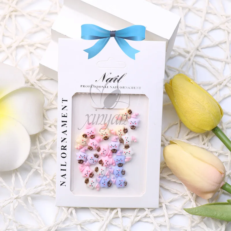 

Kawaii Nail Charms Resin Accessories Cartoon Star Moon Cloud White Rabbit Candy Shaped Nail Art Cute 3D Resin Gem Decorations