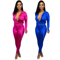 

Fall Fashion Solid Long Sleeve Top and Pants Outfits Two Piece Set Women Clothing