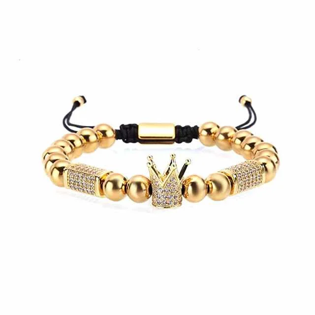 

Imperial Crown King Mens Bracelet Pave Cz Gold Bracelets For Men Luxury Charm Fashion Cuff Bangle Crown Birthday Jewelry