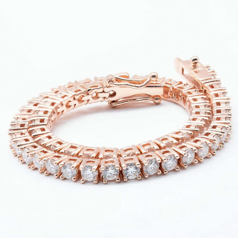 

925 Silver 14k 18k Rose Gold Tennis Bracelet Jewelry 3mm 4mm 5mm GRA Certificated VVS Moissanite Tennis Chain Bracelet