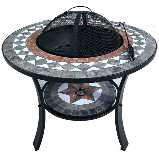 

Fire Pit Bowl Table With Storage Shelf Great BBQ Grill For Outdoor Patio