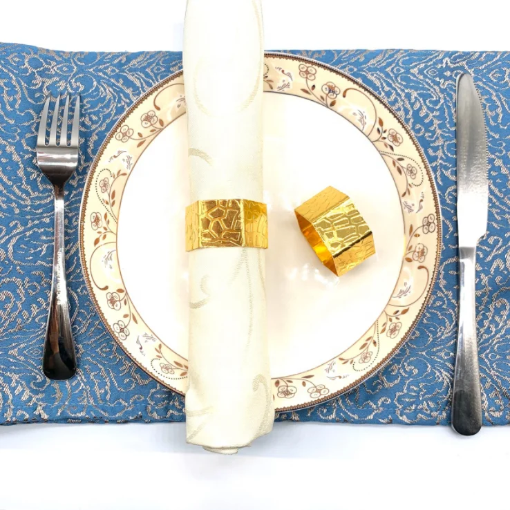 

Restaurant Hotel Dining-Table Decoration European Electroplating Pattern Simple Napkin Ring Hexagonal Metal Napkin Ring, Gold, silver