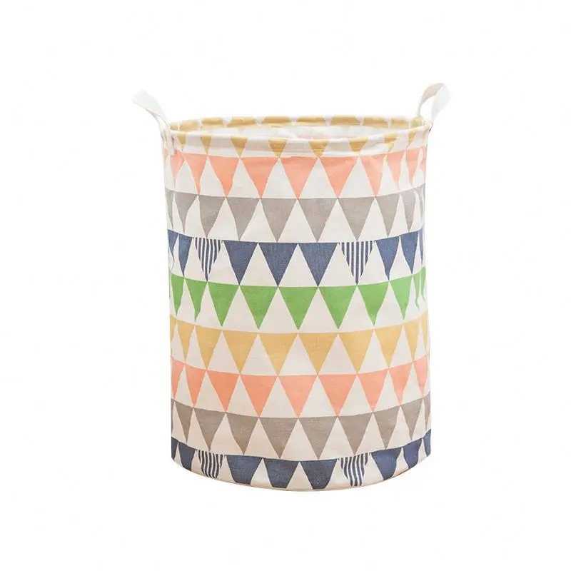 

customize Laundry Basket Drawstring Waterproof Cotton Linen Collapsible Storage Basket