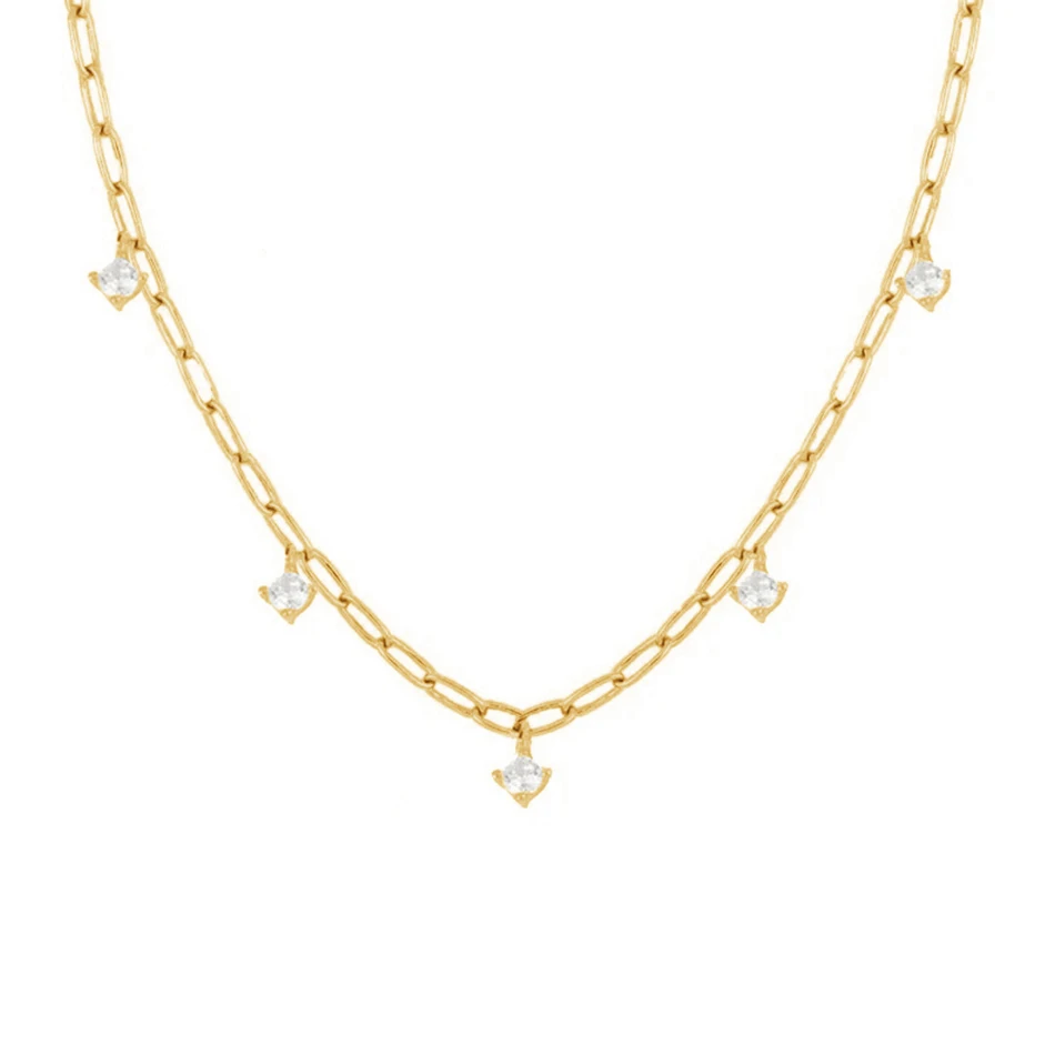 

wholesale jewelry distributors 925 sterling silver 18k gold plated cubic zircon chain choker necklace for women