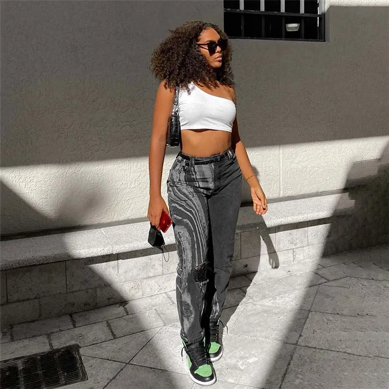 

2021New fashion women loose casual jeans pencil pants skinny denim trousers denim jeans boyfriend jeans