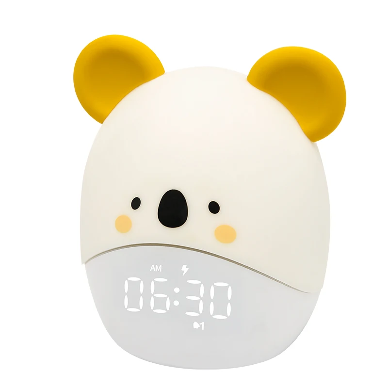 

Creative animal party intelligent alarm clock children cartoon bedside USB charging with sleeping led night light digital alarm