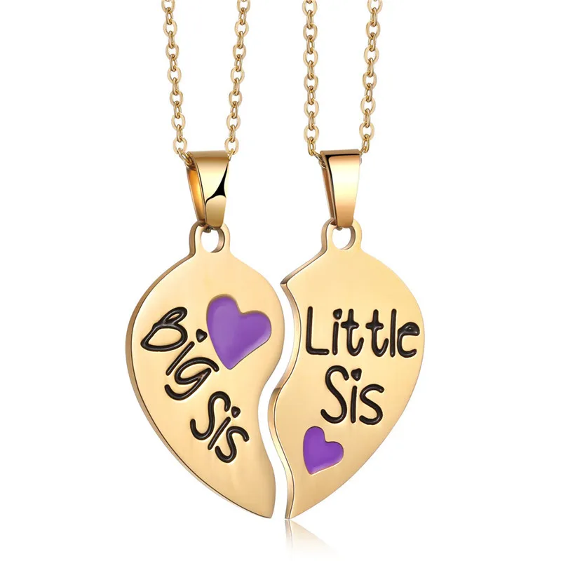 

Trend Gold Silver Plated Stainless Steel Necklace for Best Friend Connected Two Side Heart Pendant Necklace