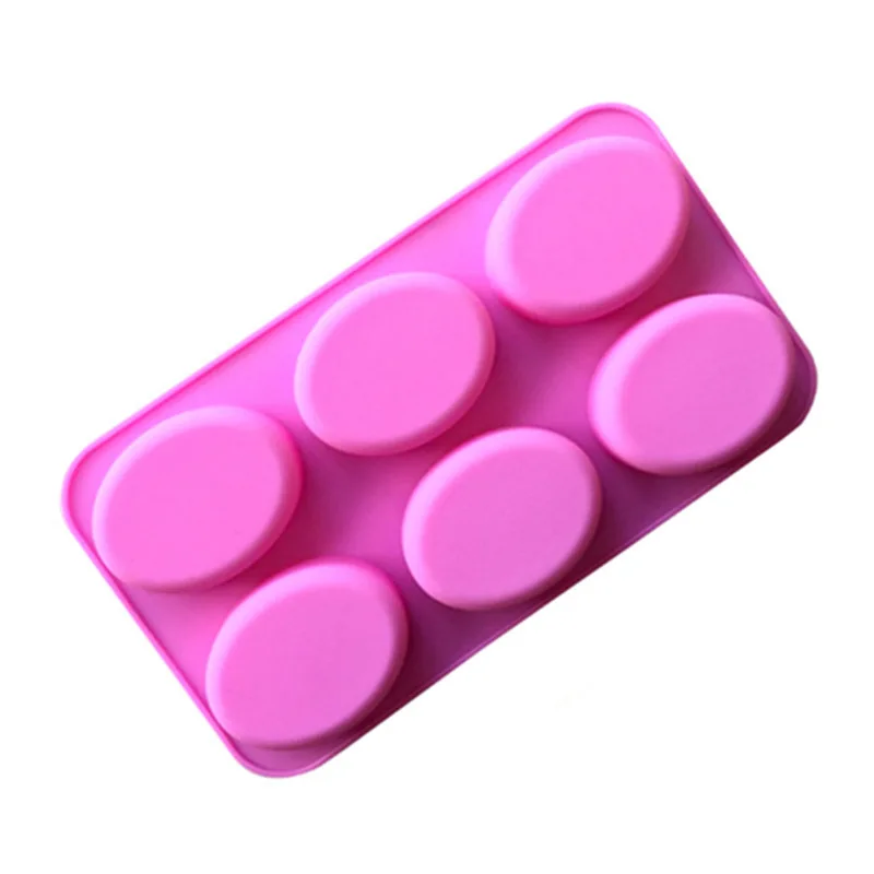 

6-cavity large oval silicone handmade soap mold silicone diy high temperature resistance baking round mold, Customized color