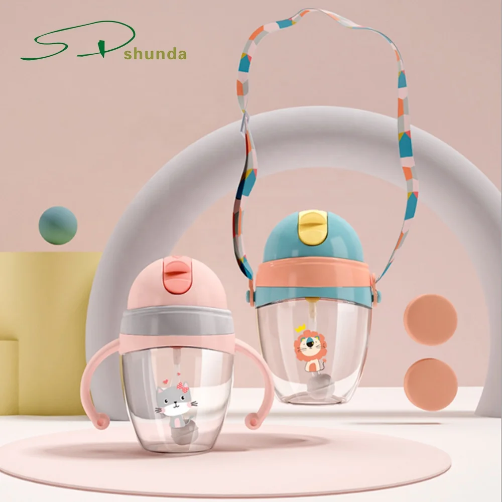 

New Design 240ml/320ml Water Bottle Leakage Prevention No Spill Infant Tritan Baby Training Drinking Sippy Cup With Lid Handle