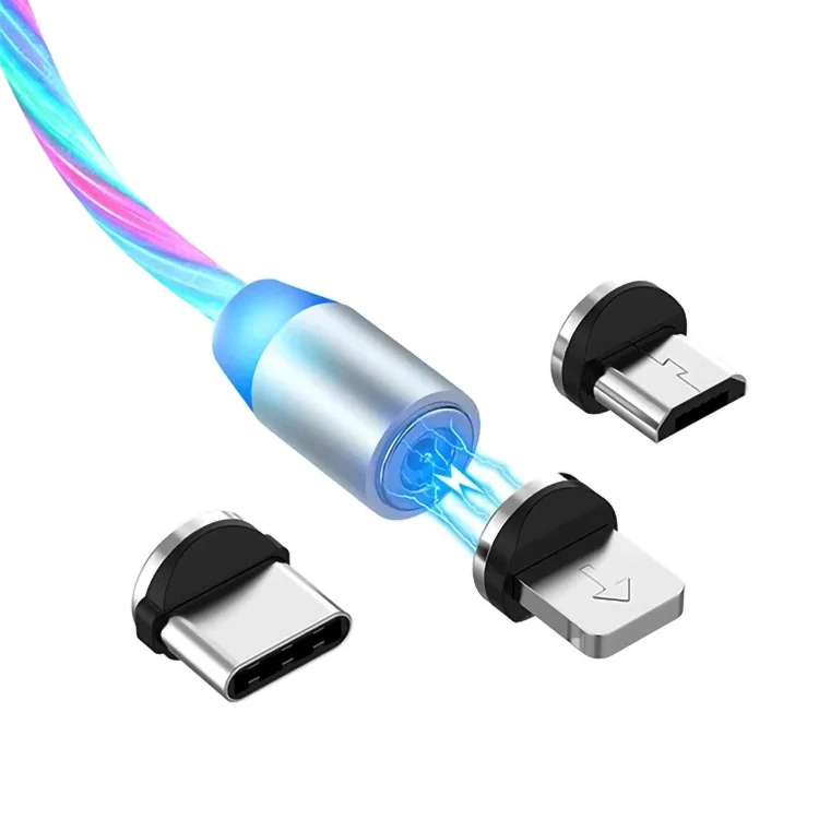 

2020 Amazon New Style 3in1 Magnetic Charging Cable Fast Charging Cable Micro Usb Cable, Green/red/blue/colorful
