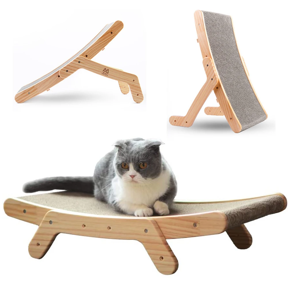 

Wooden Cat Scratcher Detachable Lounge Bed 3 In 1 Scratching Post For Cats Training Grinding Claw Toys Cat Scratch Board