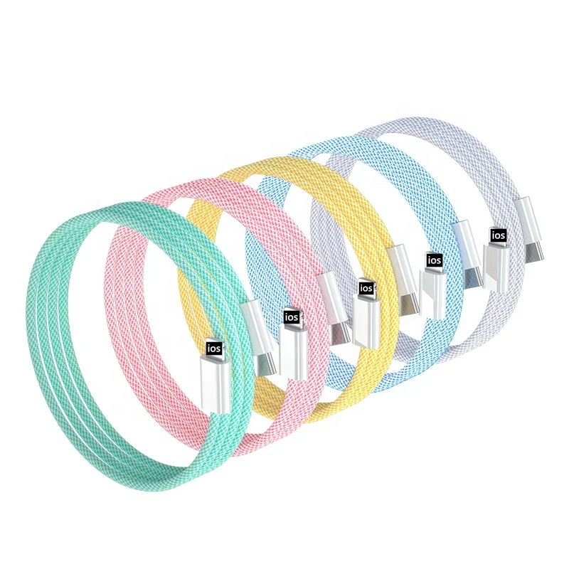 

Newest 20W Nylon Braided Usb Charging Cable P D Fast Charging Data Cable Usb C to Lighting Charger Cable For iPhone, Blue pink yellow green white