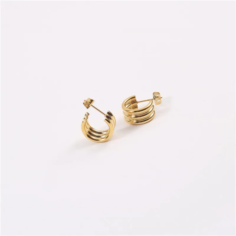 

High End 18K Gold Plated Quarter Hoop Earring Stainless Steel Jewelry, Colorful
