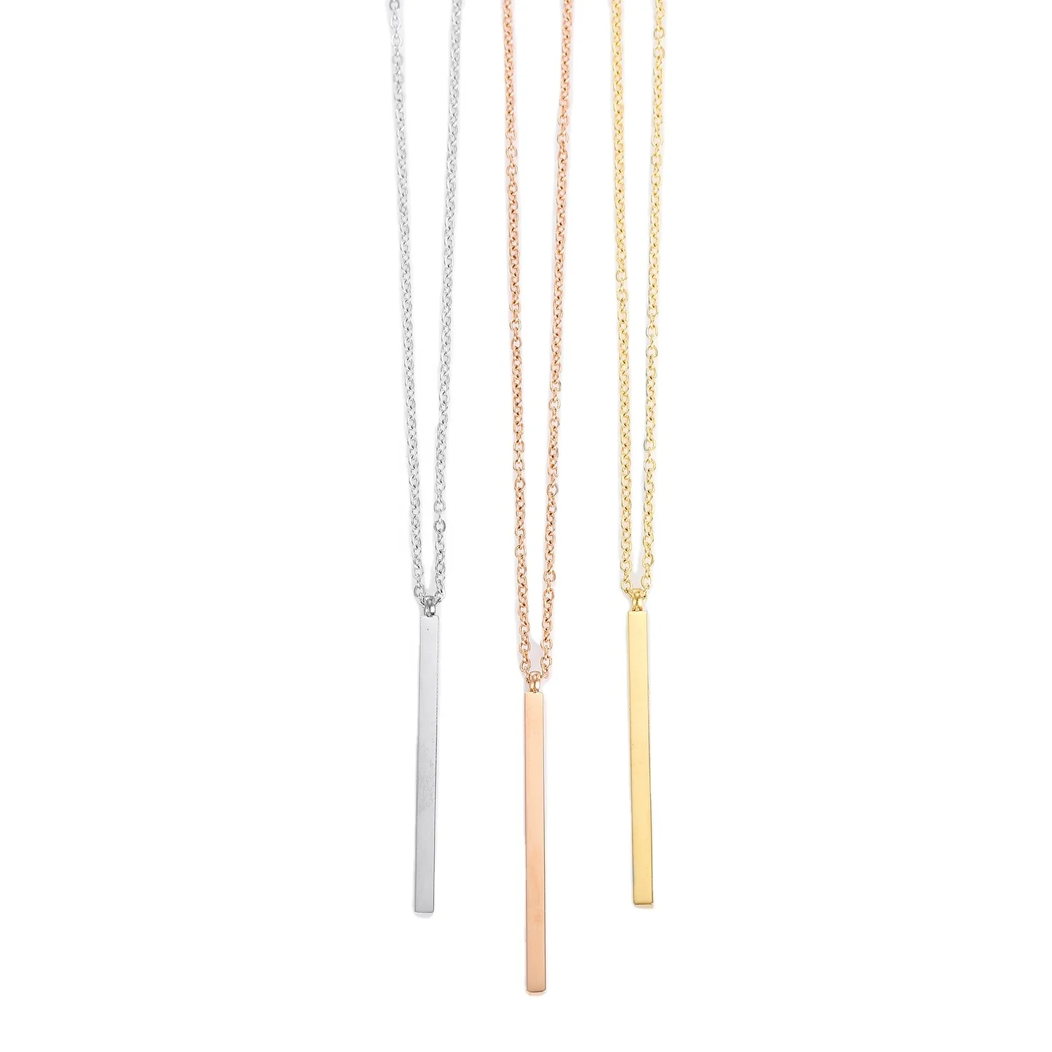 

Minimalist Bar Stainless Steel Trendy Gold Chain Pendant Jewelry Necklace Fashion Women Necklaces 14k 18k Gold Filled Necklace